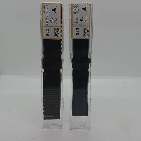 NWT MEN'S HADLEY ROMA 2 WATCH BANDS BLACK/OLIVE NYLON - Picture 1 of 6